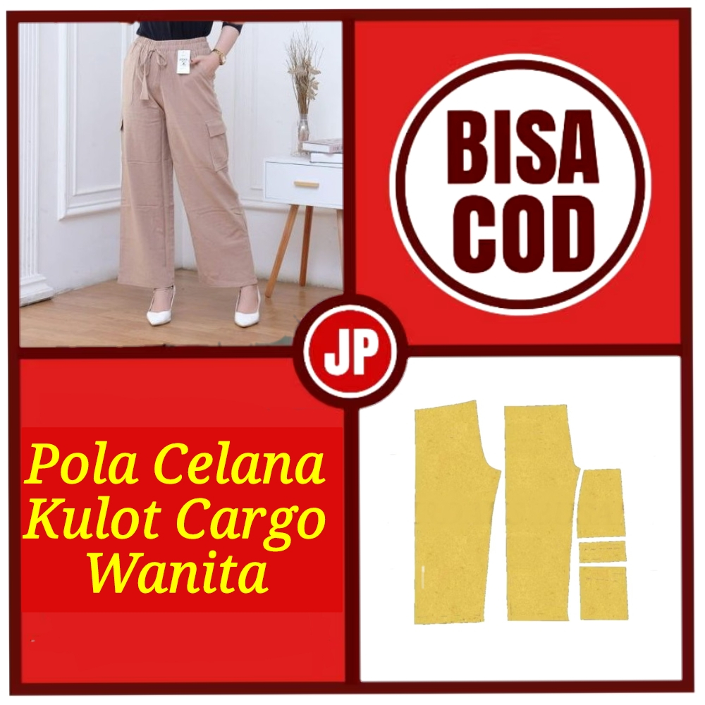 Pola Celana Kulot Cargo Wanita/Pola Jahit/Pola Kulot Cargo Wanita/