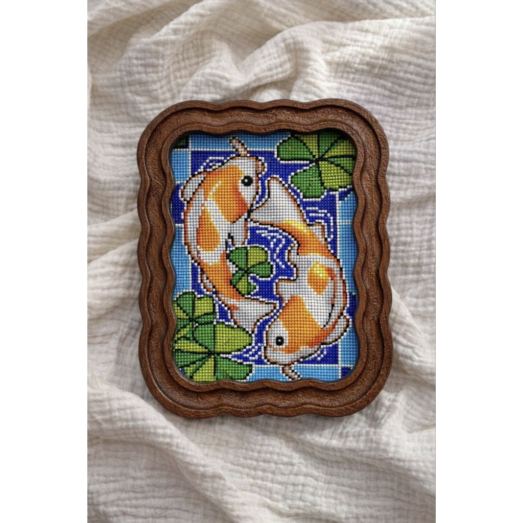 Sulaman Cross Stitch Ikan Koi Handmade | Dekorasi Dinding & Meja (No Frame)