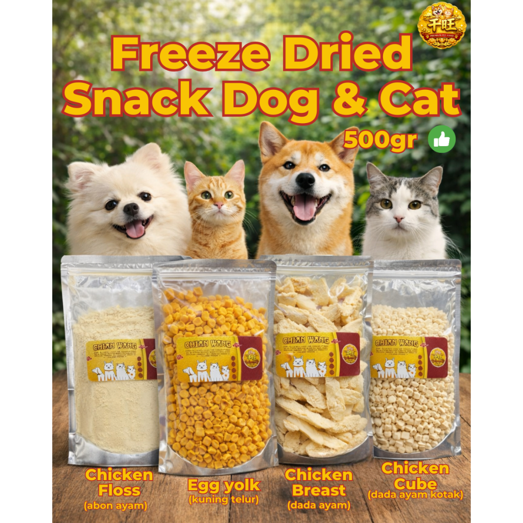 Freeze Dried Snack Anjing & Kucing Freeze Dried Chicken Cube Chicken Breast Kuning Telur  Snack Anji