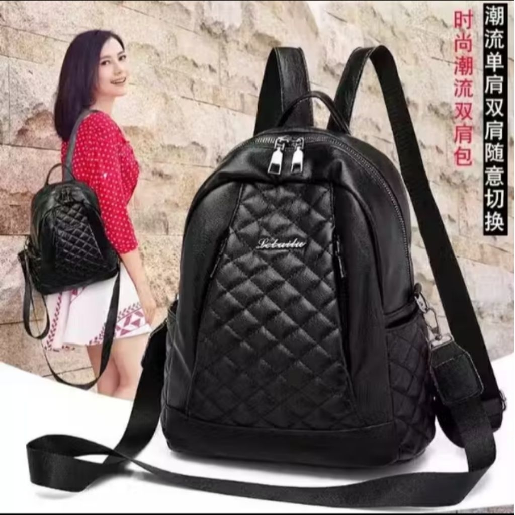 Tas Ransel Wanita Selempang Kulit Sintetis Tas Wanita Fashion Tas Gendong