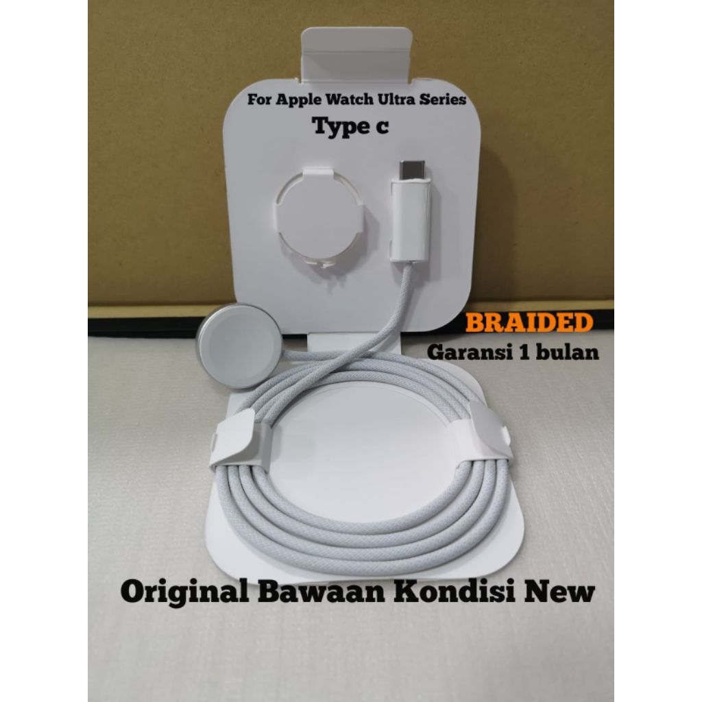 Charger Fast Charging Jam Ap Watch 7 8 9 Ultra Series Kabel Braided Woven Type C Original Bawaan Bar