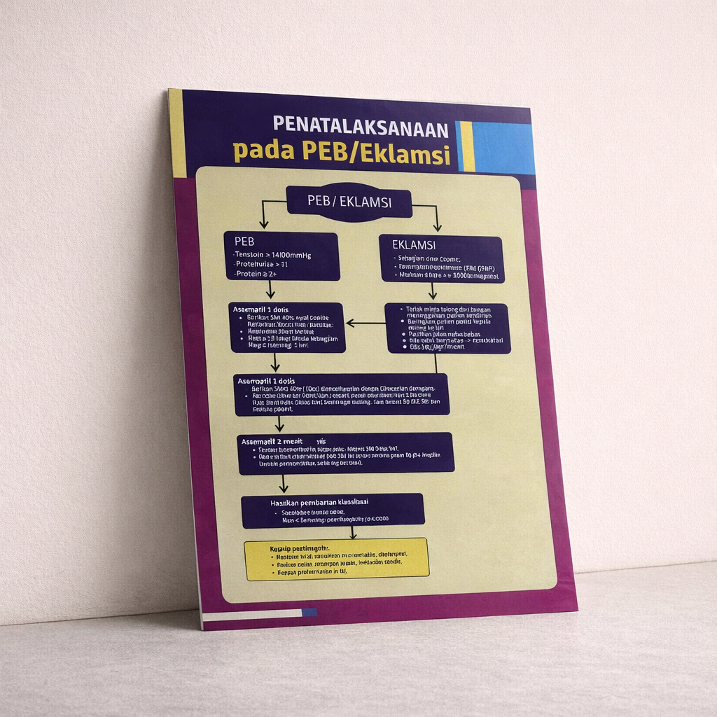 Poster Kebidanan Penatalaksanaan PEB / Eklamsi, Poster Bidan, Bidan Praktek Mandiri