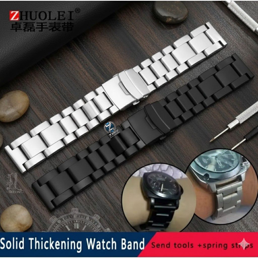 Bracelet Tali Jam Tangan Rantai Stainless Steel,Tali Rantai Jam Tangan Buckle Folding Universal 22mm