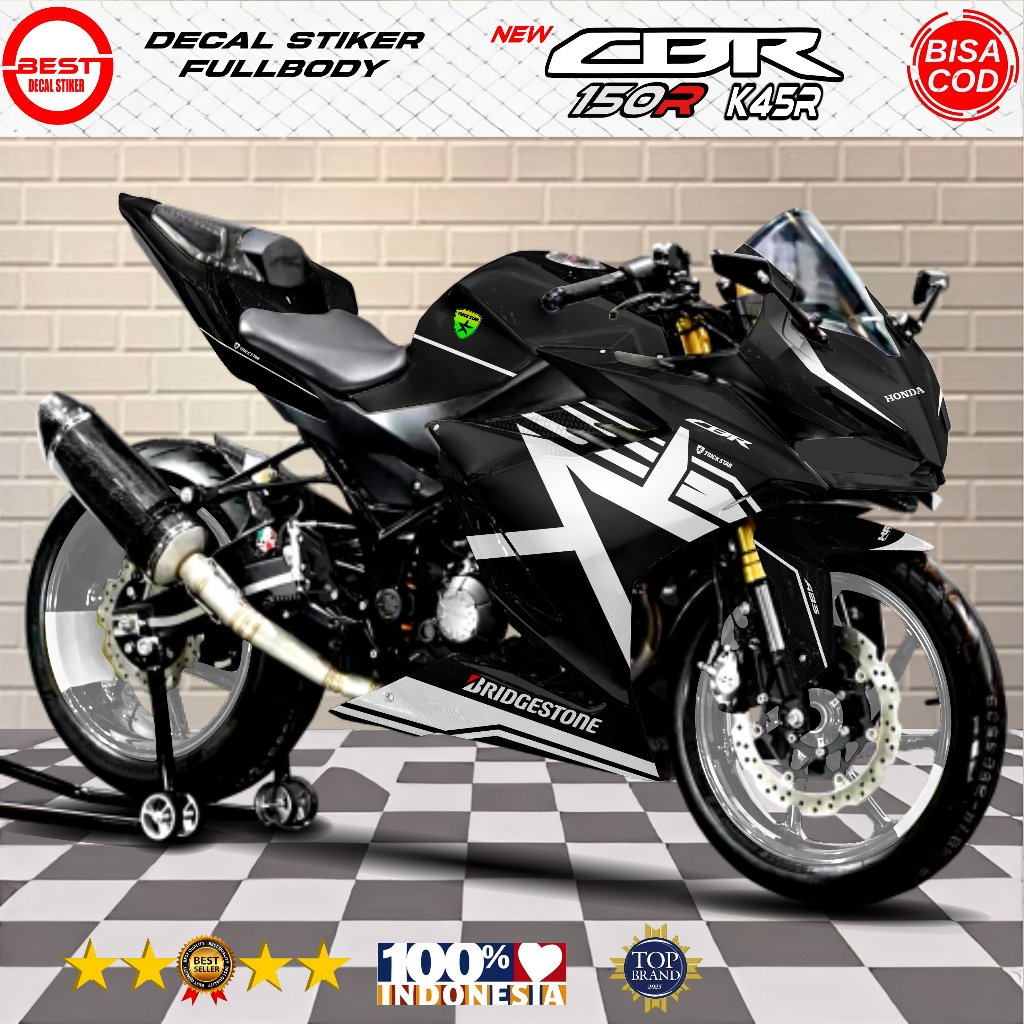 Decal Stiker Fullbody CBR 150R 2021-2023 Keren Awet - Stiker Decal CBR K45R Fullbody Hitam