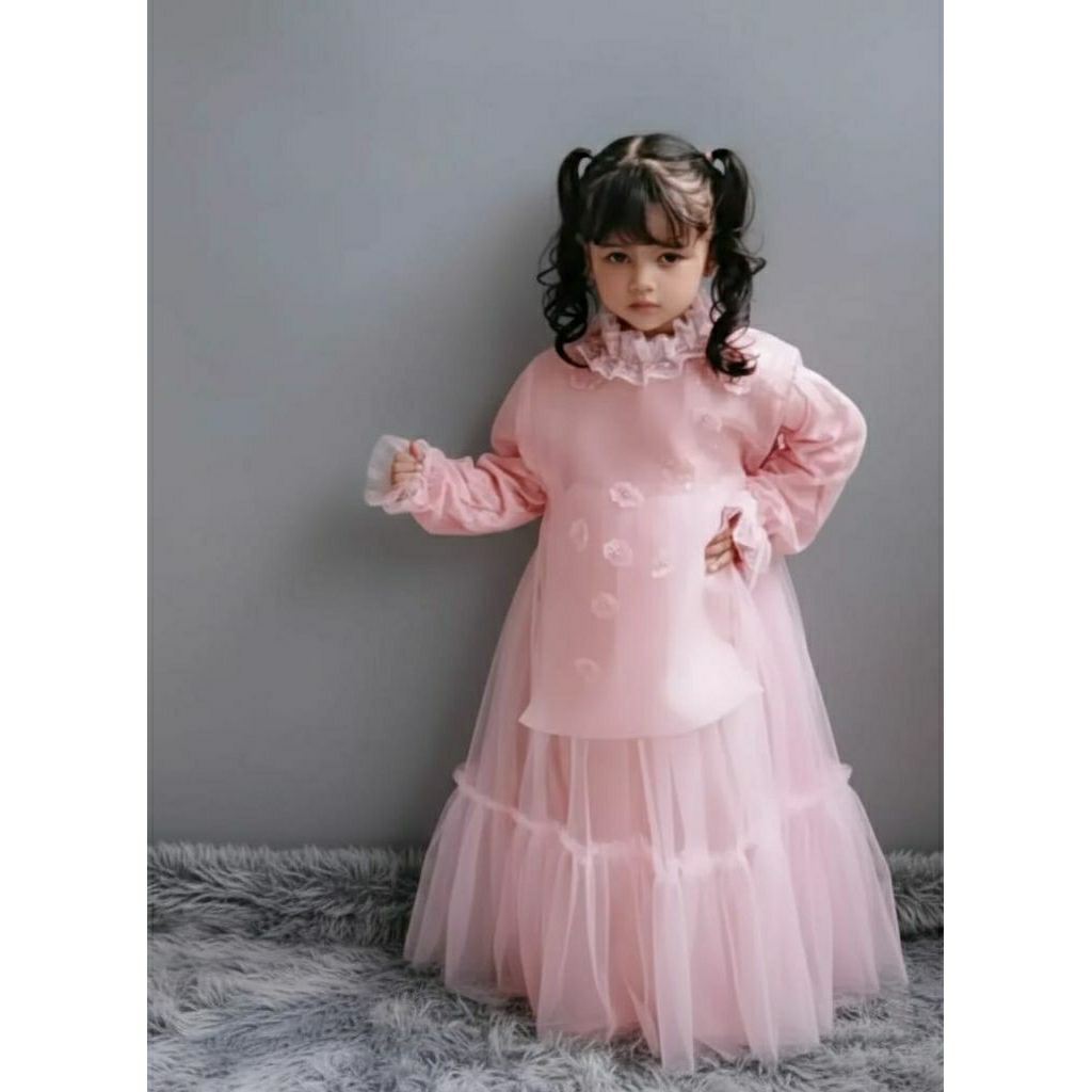 couple lebaran ibu anak-gamis dan outer organza mewah