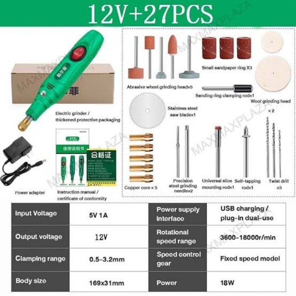 BOR MINI 12V DC. Gerinda Mini Listrik
