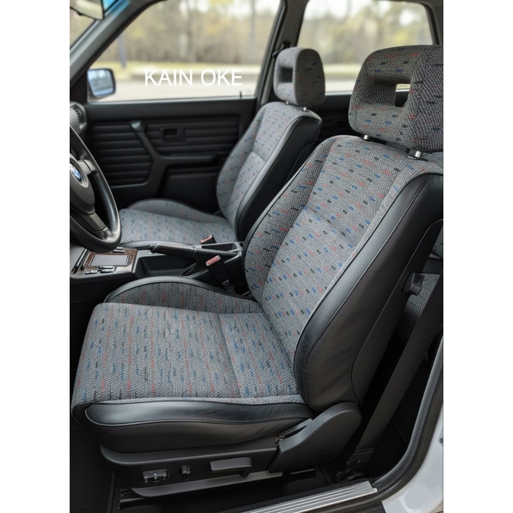 Kain Jok Mobil Abu Tua Motif Bintik Cocok Untuk Jok Mobil Racing Recaro, BMW,Katana, Sparco, Retro, 