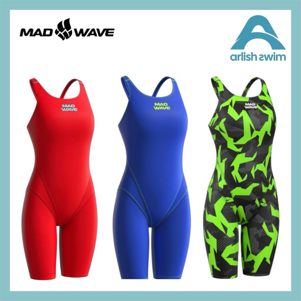 Madwave Bodyshell Kneeskin Women - Black / Baju Renang Carbon / FINA Approved