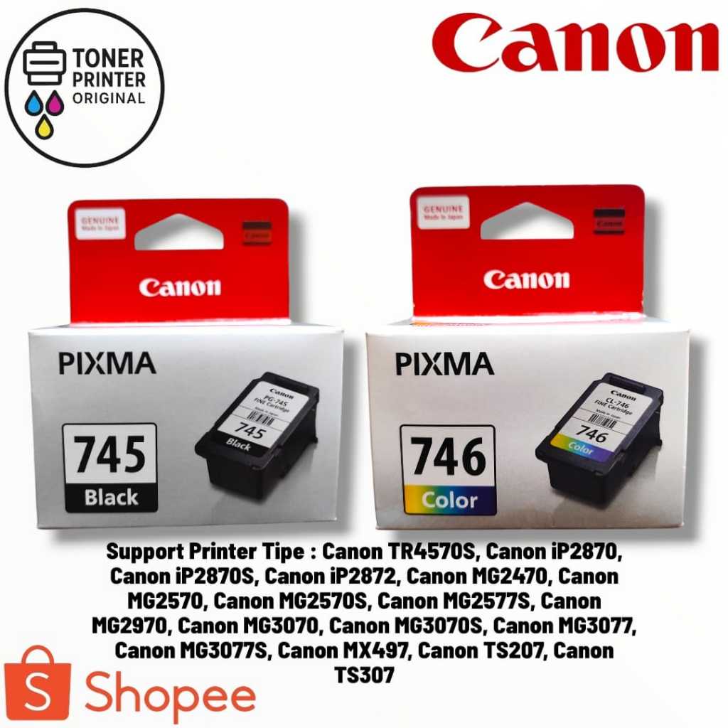 Tinta Printer Canon 745  746 Black Colour Paket Original