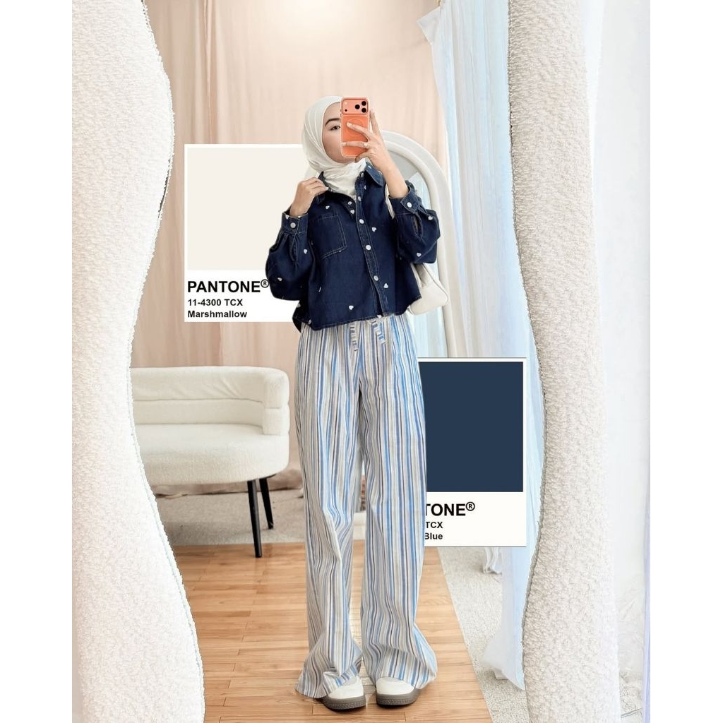 STRIPE PANTS COZY | CELANA GARIS | CELANA LINEN | CELANA KULOT