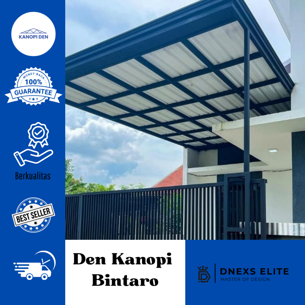 Kanopi Alderon Double Layer Twinwall / Rangka Besi Galvanis / Kuat Dan Tahan Lama