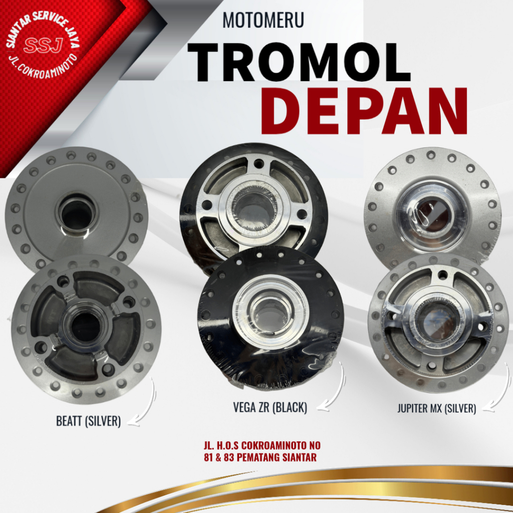 TROMOL DEPAN VEGA ZR (BLACK)-BEAT (SILVER)-JUPITER MX (SILVER) MERK MOTOMERU