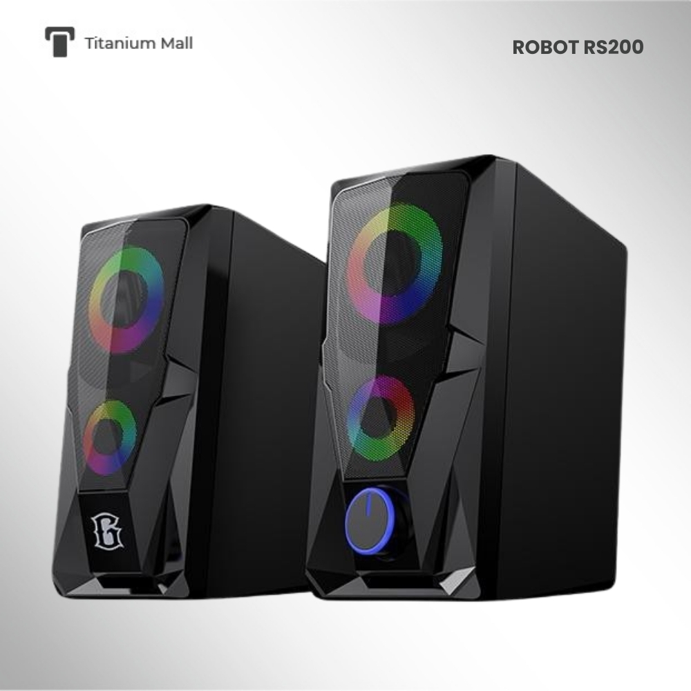 Speaker Mini USB ROBOT RS200 Stereo Bass untuk Laptop Komputer PC