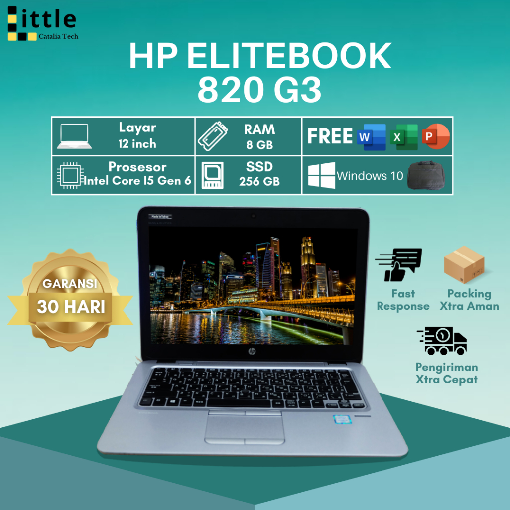 HP EliteBook 820 G3 Intel Core I5 Gen 6 Ram 8gb Ssd 256gb Murah Bergaransi