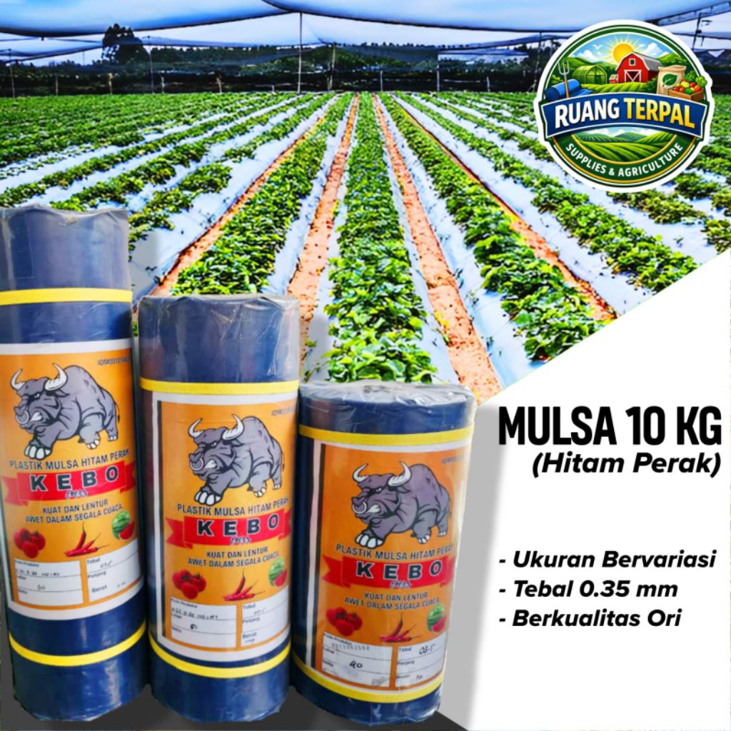 Plastik Mulsa Hitam Perak 1 Roll 10 Kg/Mulsa Pertanian Cap Kebo