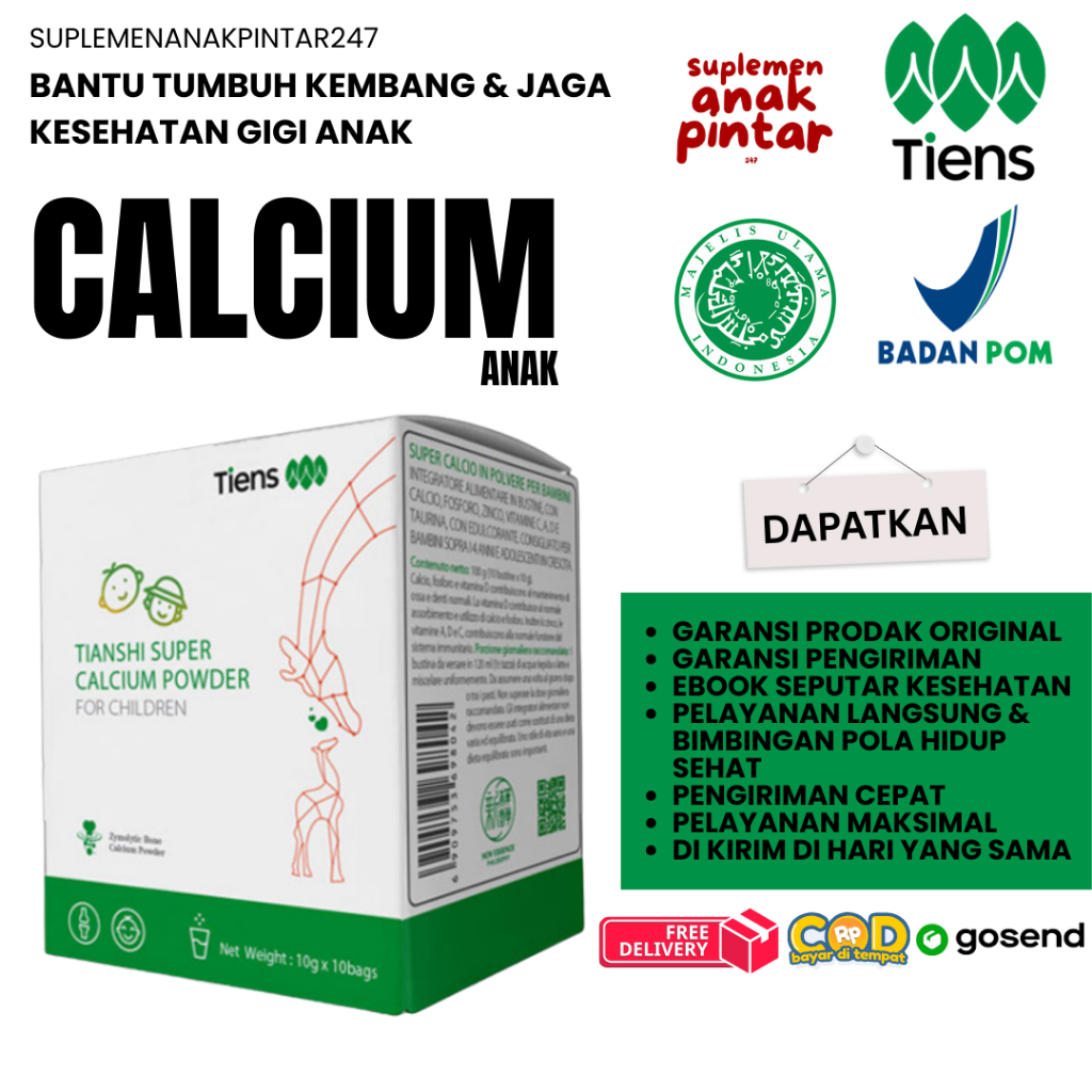 TIENS Nutrisi Calcium Anak - Suplemen Kesehatan Untuk Tumbuh Kembang Tulang & Gigi Anak