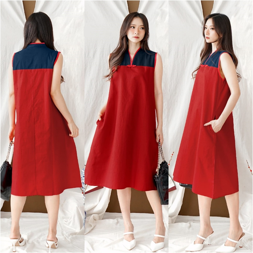 Cheong sam Dress Wanita Outfit Cina Imlek Tahun Baru Klasik CK1002