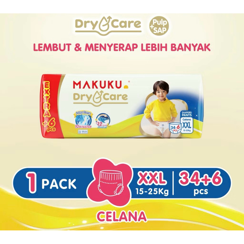 MAKUKU DRY CARE JUMBO XXL34+6 POPOK BAYI