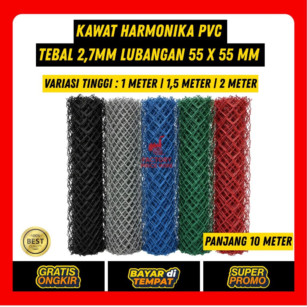 KAWAT HARMONIKA PVC WARNA PANJANG 10 METER | BEST SELLER TAHAN CUACA