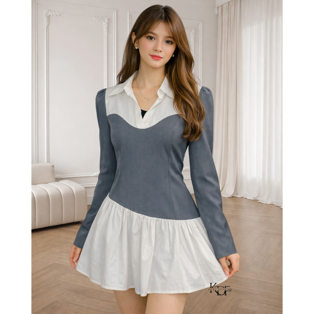 KDF - Kenzy Dress | Dress Import Bangkok BKK New | Mini Dress | Dress Wanita | Mini Dress Shirt Leng