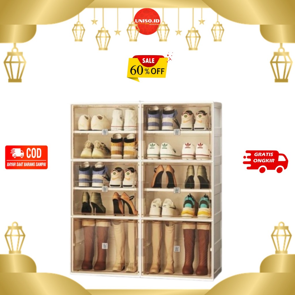 UNISO || Rak Sepatu Mewah & tertutup / Lemari penyimpanan sepatu 3/5/7 Susun – Rak Sepatu Estetik Ku