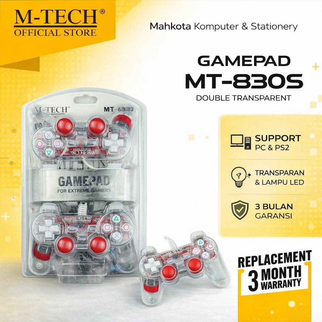 Stik / Gamepad M-Tech USB Transparan Double Stick – Joystick PC Laptop