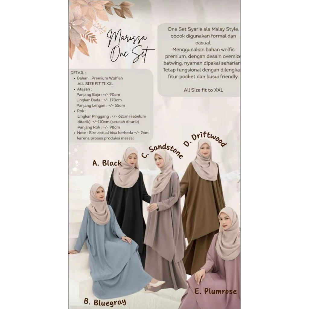 marissa one set | satu set rok | baju malaysia