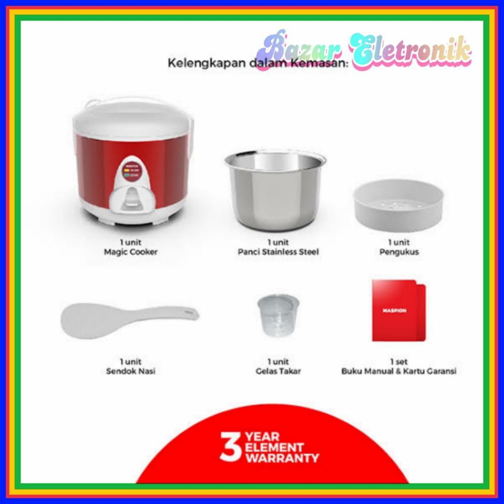 MAGIC COM MASPION MRJ 109 MS / MAGIC COM MASPION 1.2 LITER /  MASPION / MAGIC COM / PENANAK NASI