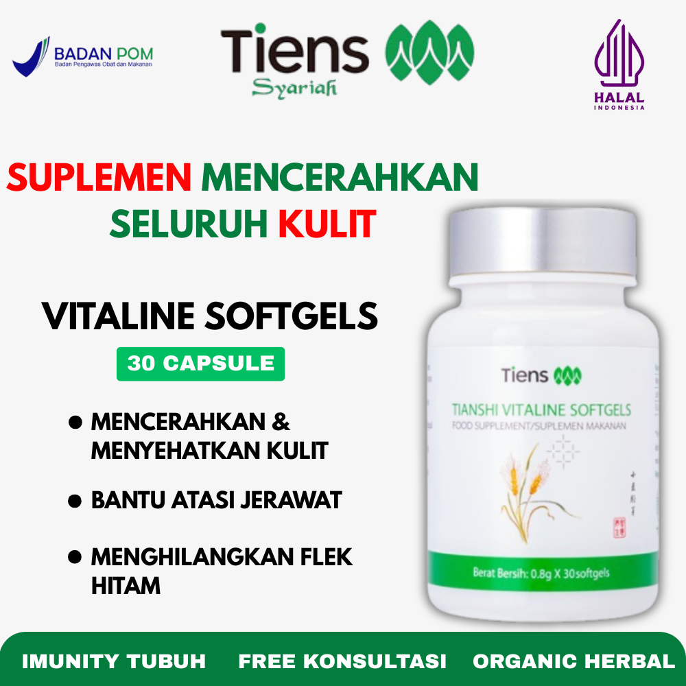 TIENS Vitaline Softgels Pemutih Kulit Herbal 30 Kapsul Halal Tanpa Efek Samping