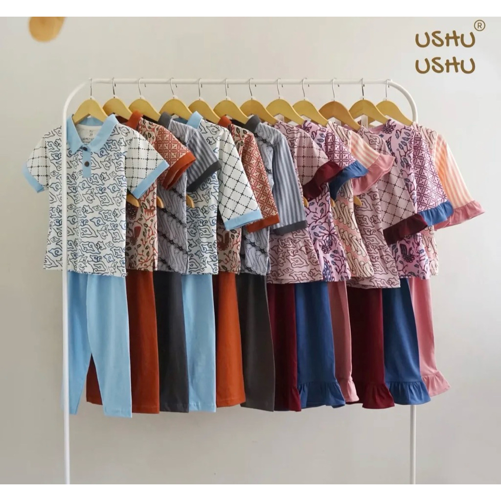 ushu ushu batik series | set baju muslim anak cewe motif batik | baju batik anak