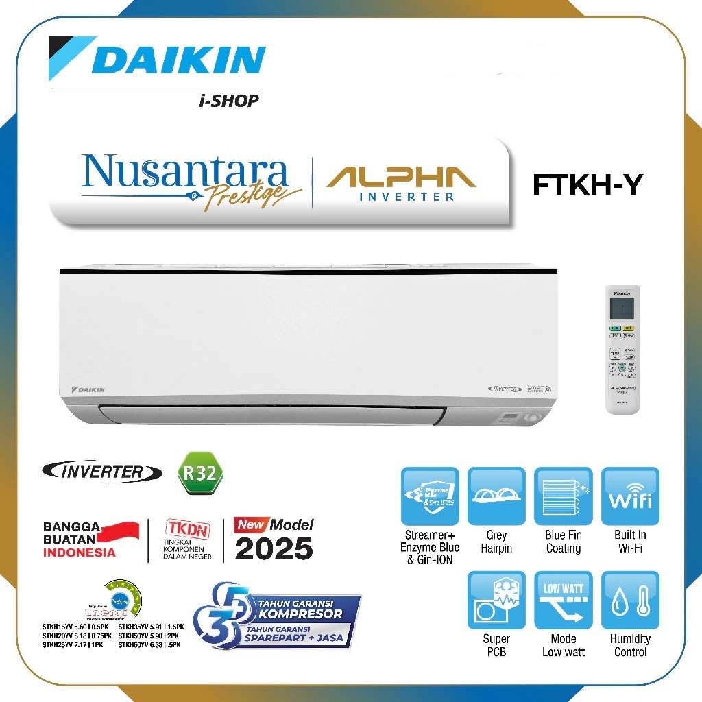 AC DAIKIN 1/2PK FTKH15 Alpha Inverter Nusantara Prestige