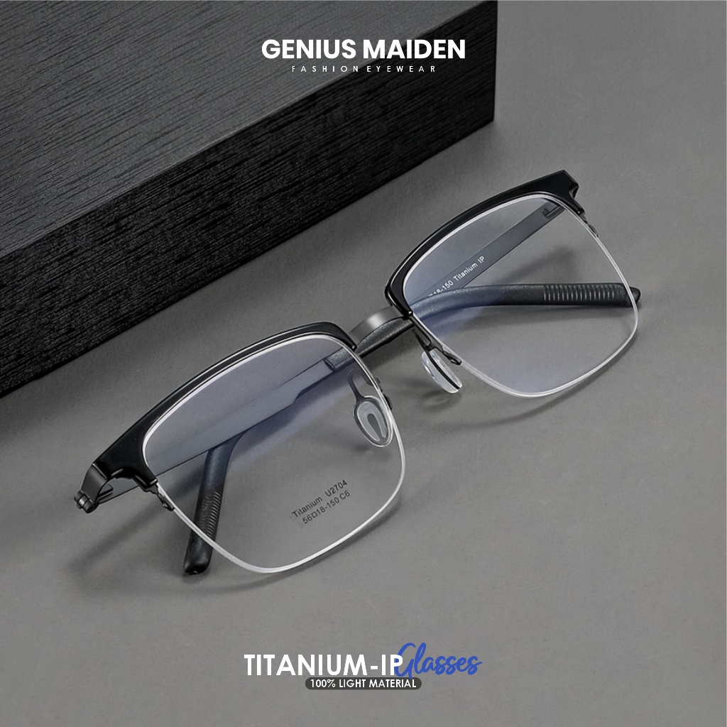 Genius Maiden Kacamata Minus Anti Radiasi Blueray Photocromic Bluecromic Bahan Titanium Bentuk Kotak