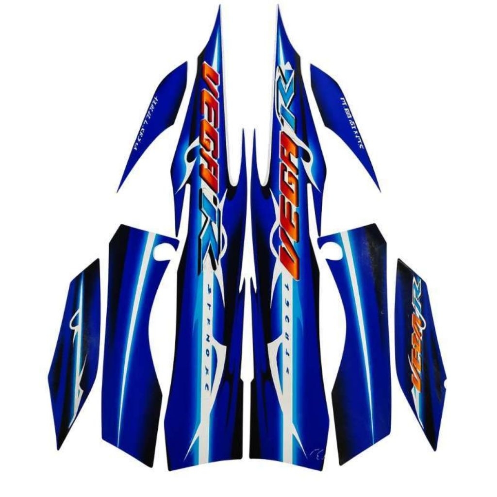 Striping stiker body motor yamaha vega R 2007 stiker list bodi motor vega r biru tahun 2007