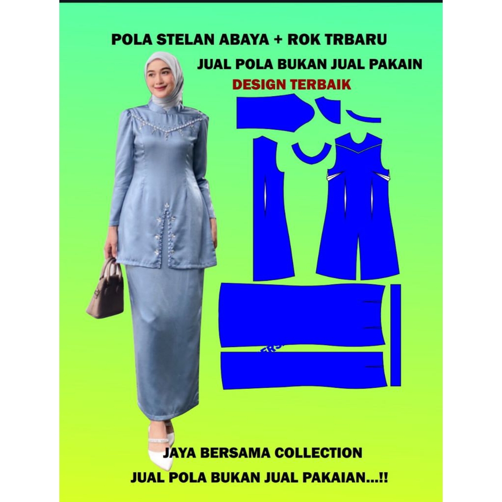 pola baju wanita Setelan  baju Kurung Melayu Elegan