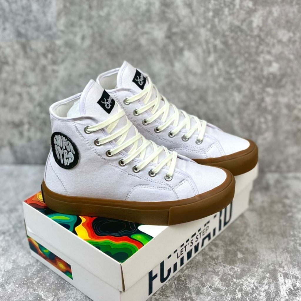 Seoatu Sneakers Putih High White Gum Pria Wanita Kasual Premium Original Sepatu Sneaker Putih Coklat