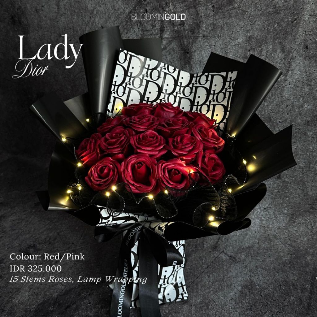 LADY DI0R VALENTINE [BUKET MAWAR BUNGA COKLAT FERRERO ROCHERS]