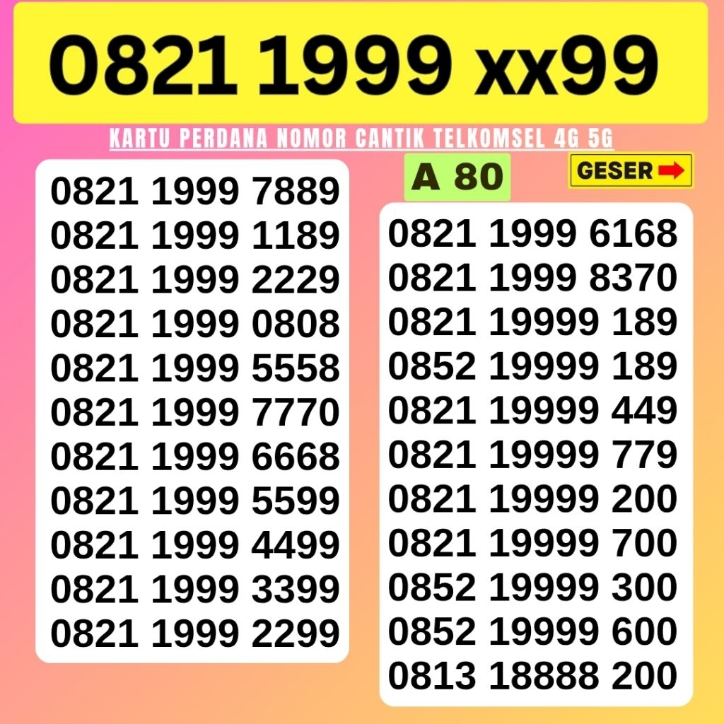 Nomor Cantik Simpati Telkomsel 4G 5G Kartu Perdana Telkomsel Simpati Nocan Simpati Nomer Cantik Telk