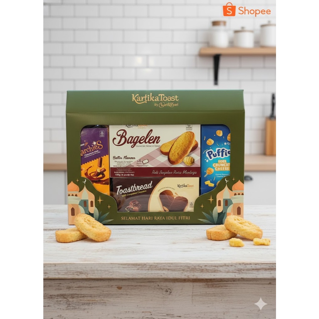 Kartika Toast Hampers 4's - Paket Hampers Biskuit Kaleng / Hadiah Lebaran & Natal