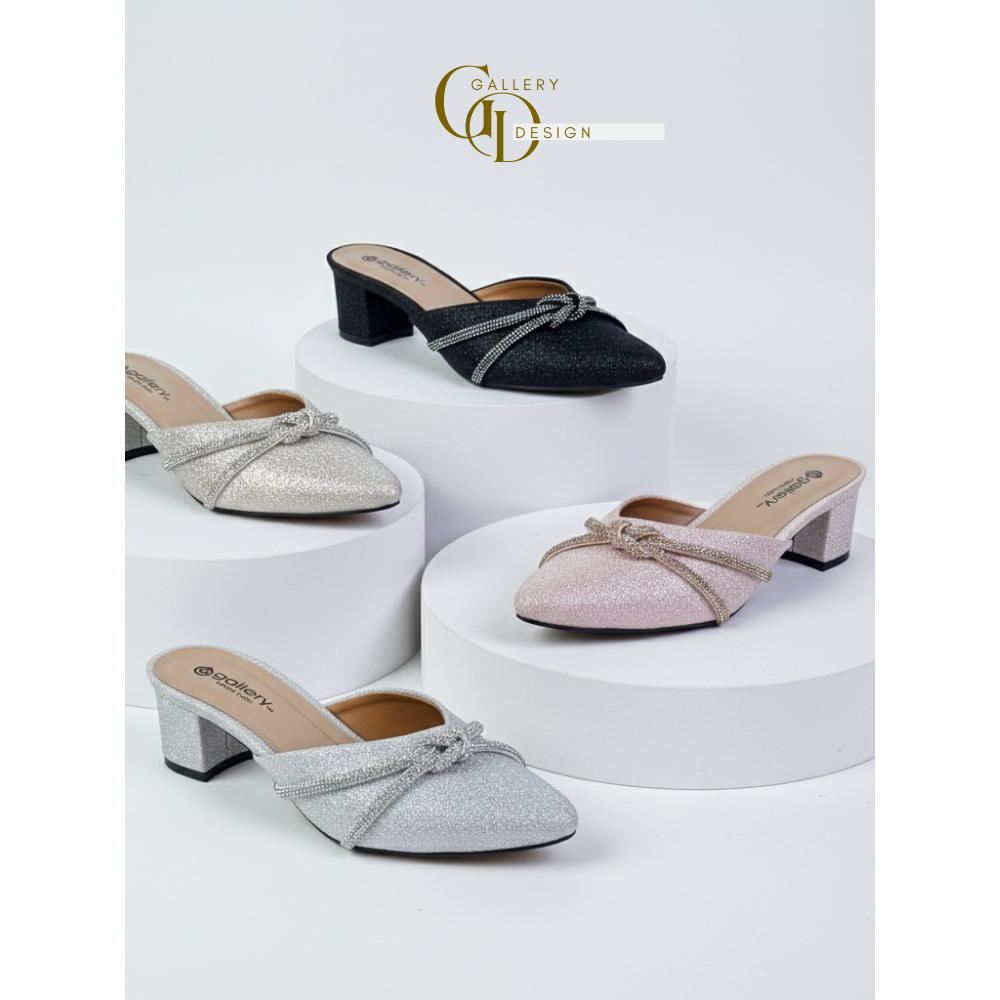 Sepatu Heels Pesta Wanita Hak 5cm Glitter Elegan | Mules Kondangan Mewah Gallery Design