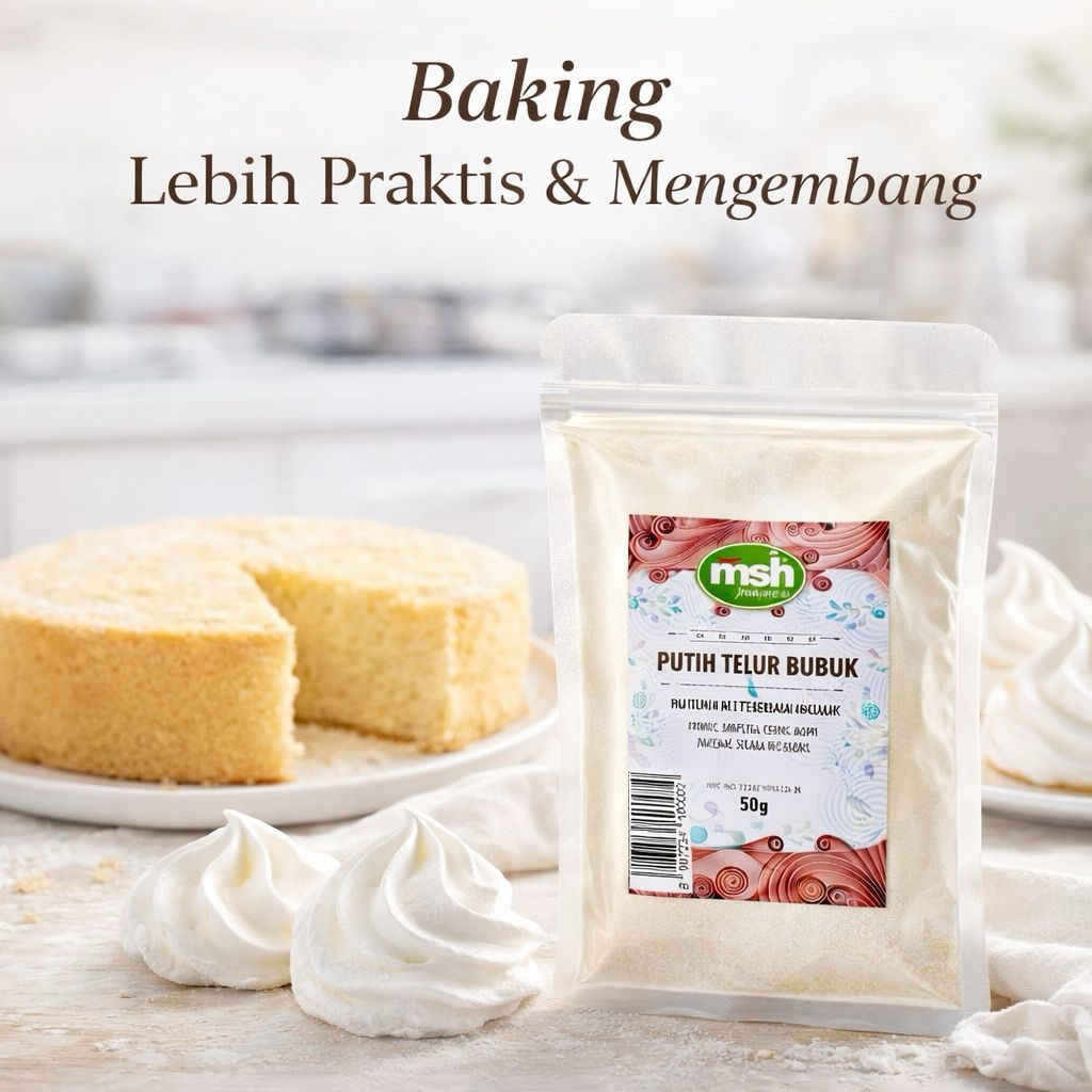MSH Putih Telur Bubuk 50 g , Putih Telur Bubuk Murni , Putih Telur Bubuk Premium Grade A