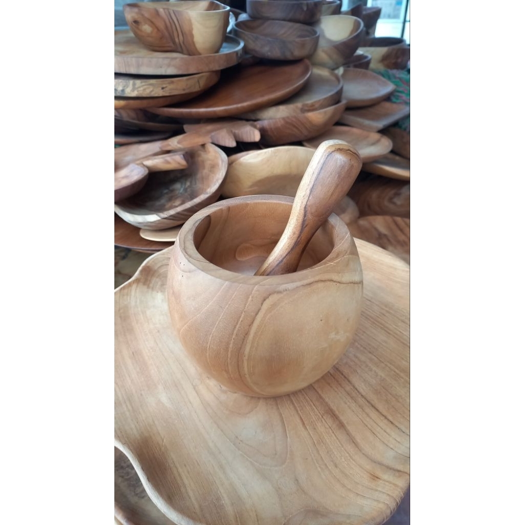 Lumpang Kayu Jati Asli – Ulekan Bumbu Tradisional