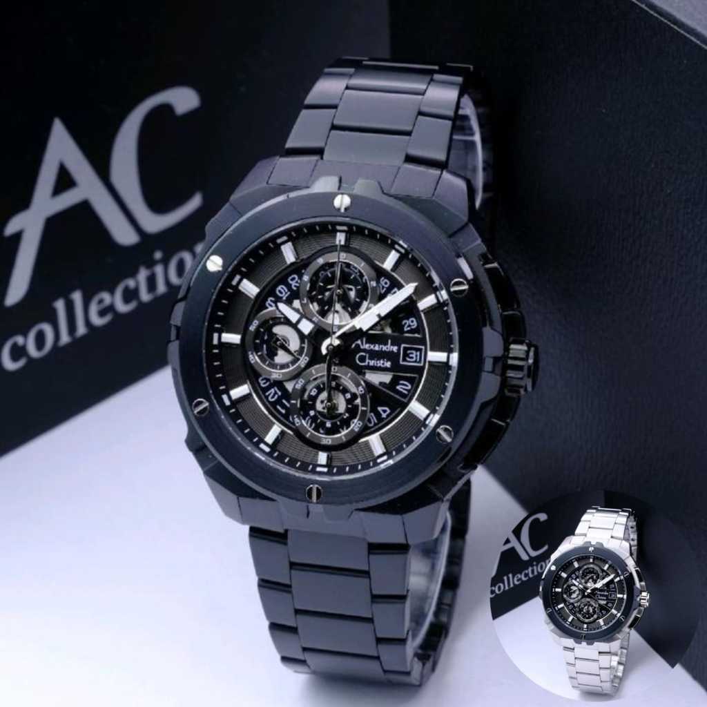 Jam tangan pria alexandre christie ac 6692 analog chronograph stainless steel original