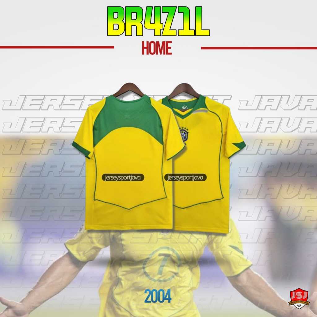 ( BISA COD ) JERSEY BAJU BOLA PRIA RETRO BRAZIL HOME 2004 GRADE AAA+ - BEST HIGT QUALITY