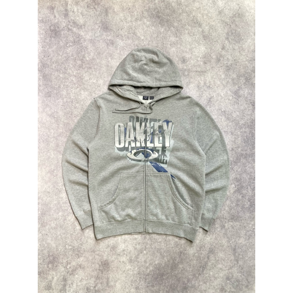Vintage Oakley Big Logo Grey Zip Up Hoodie