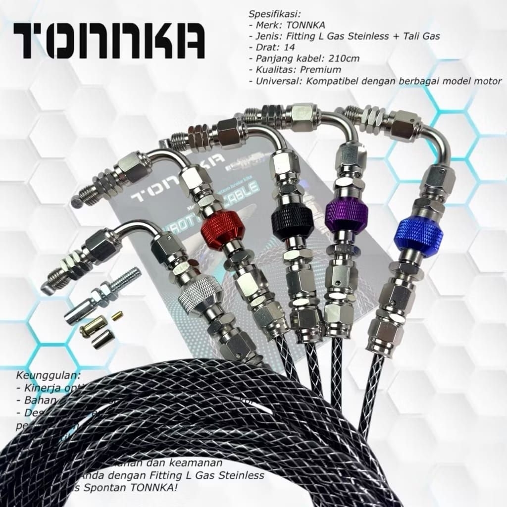 Fitting L gas Steinless Original TONNKA + tali gas carbon 210 cm fitting Drat 14