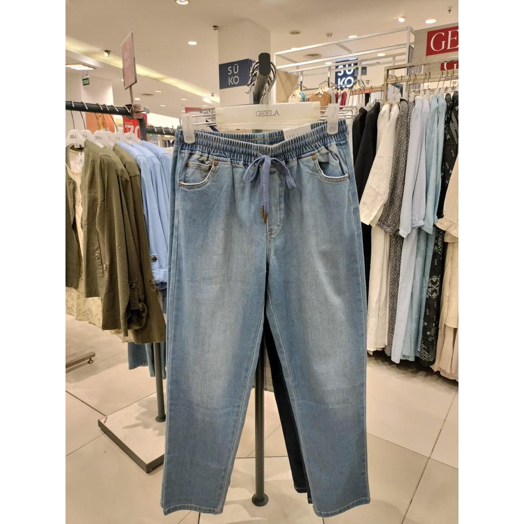 GEELA - Celana Jeans Wanita Pinggang Karet