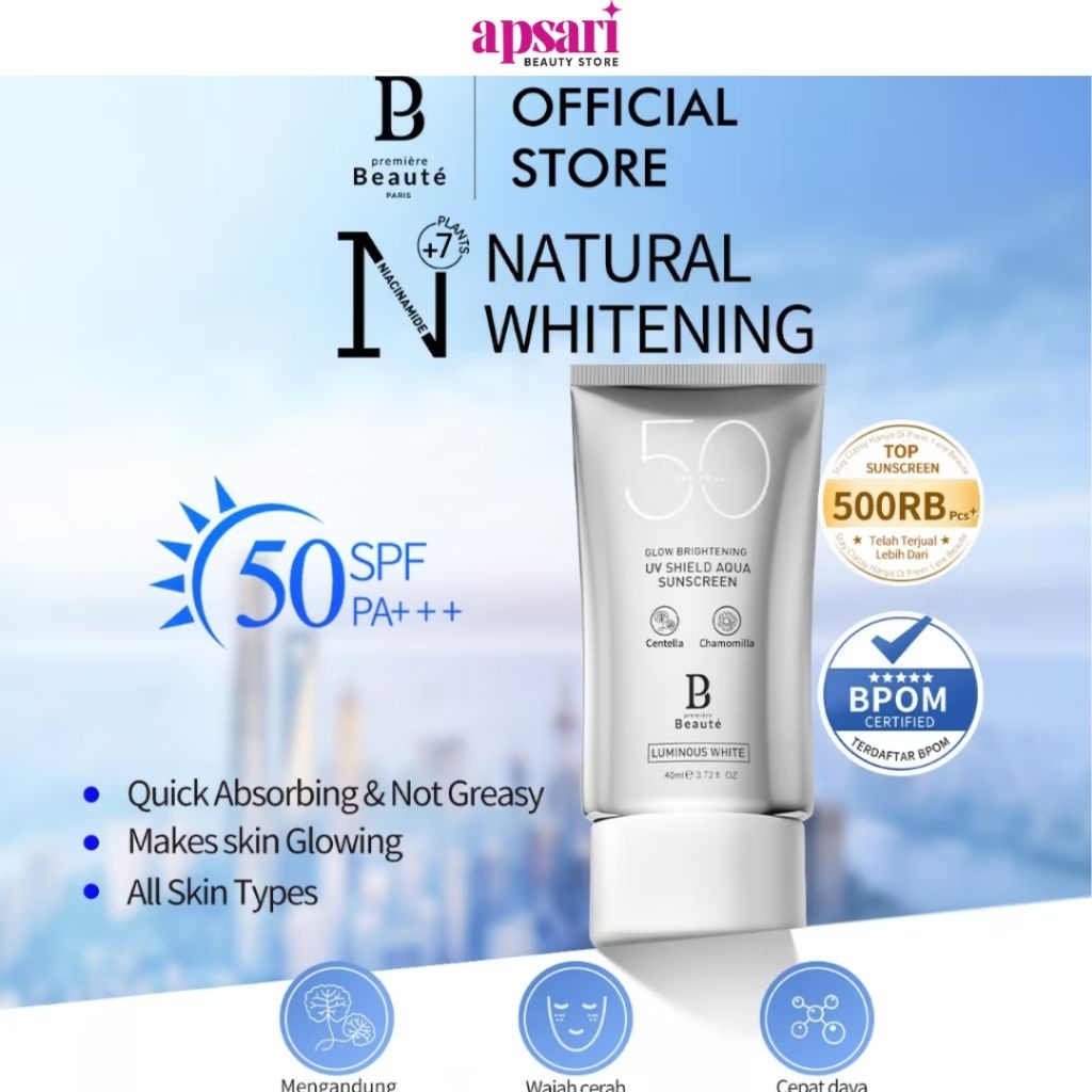 Premiere Beaute Glow Brightwning UV SHIELD AQUA SUNSCREEN Luminous White 40ml