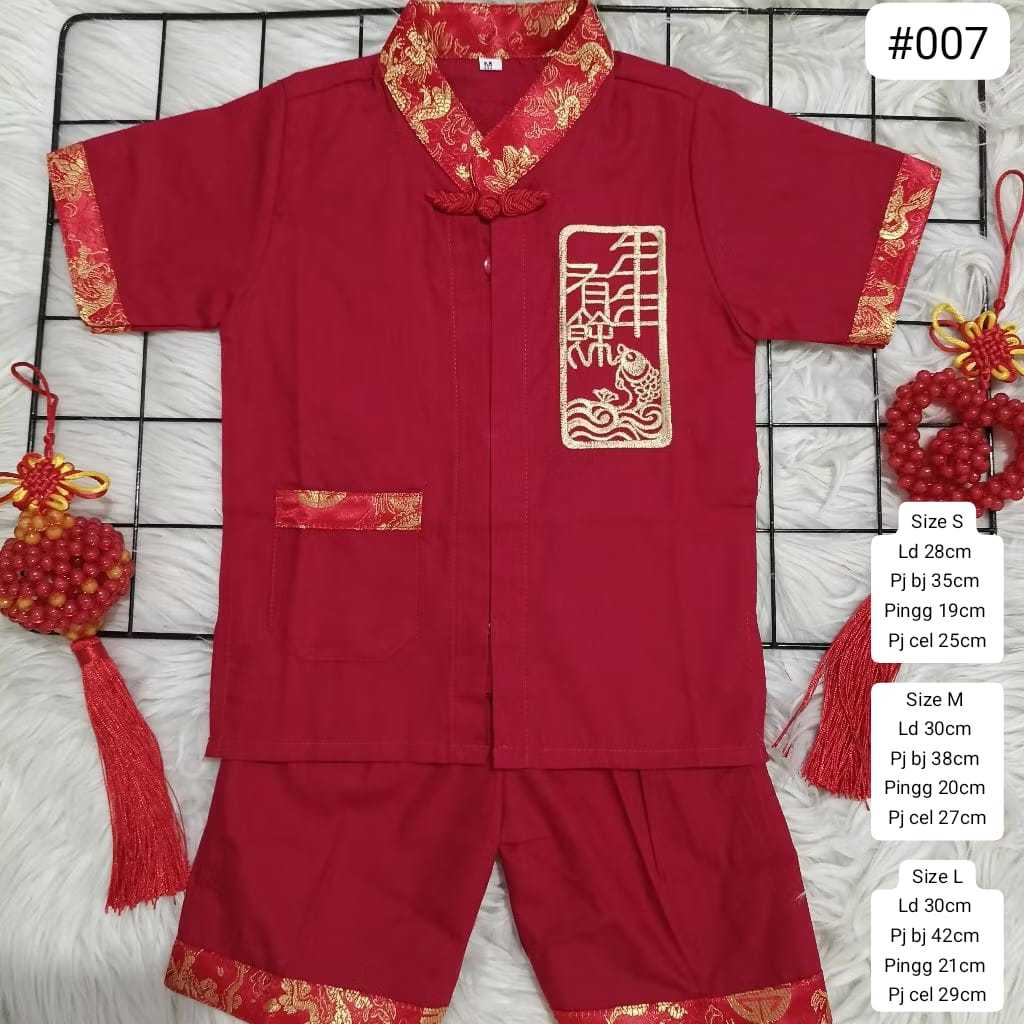 Setelan 007 imlek merah fish baju imlek set anak