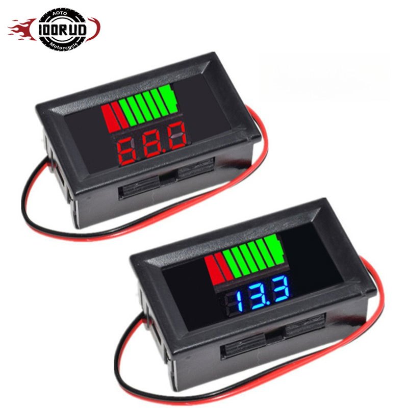 Voltmeter Kapasitas Baterai Indikator Dual Display Digital Mini Aki Volt Meter Tester DC 12V 24V 36V