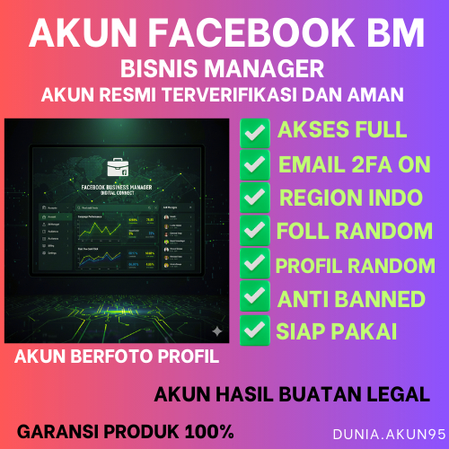 AKUN FACEBOOK BISNIS MANAGER(BM) RESMI,TERVERIFIKASI FULL AKSES LOGIN